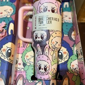 Stanley Quencher H2.0 Tumbler - Labubu Monster Design Pink, Blue, and Green
